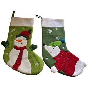 St Nicholas Square Christmas Holiday  Stockings Snowman Polar Bear Design
